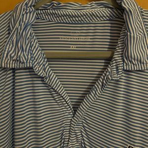 XXL vineyard vines polyester navy and white striped dress.